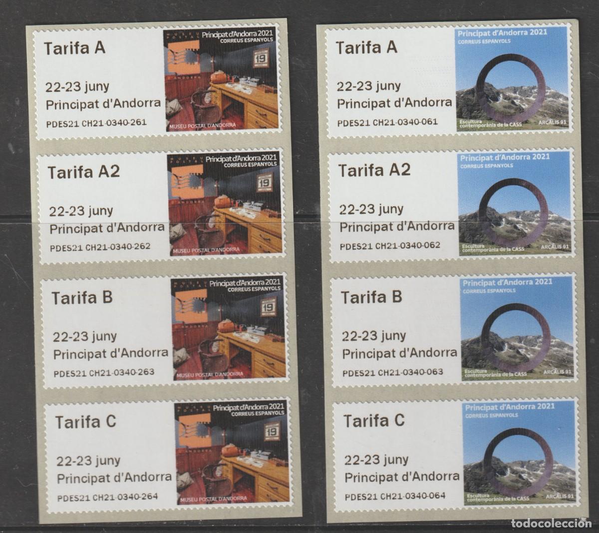 Sellos: Andorra espa&ntilde;ola 2021 - ATM 2 juegos de tiras mnh**