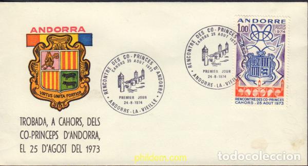 Sellos: 404692 MNH ANDORRA. Adm&oacute;n francesa 1974 ANIVERSARIO DEL ENCUENTRO DE LOS CO-PRINCIPES EN CAHORS