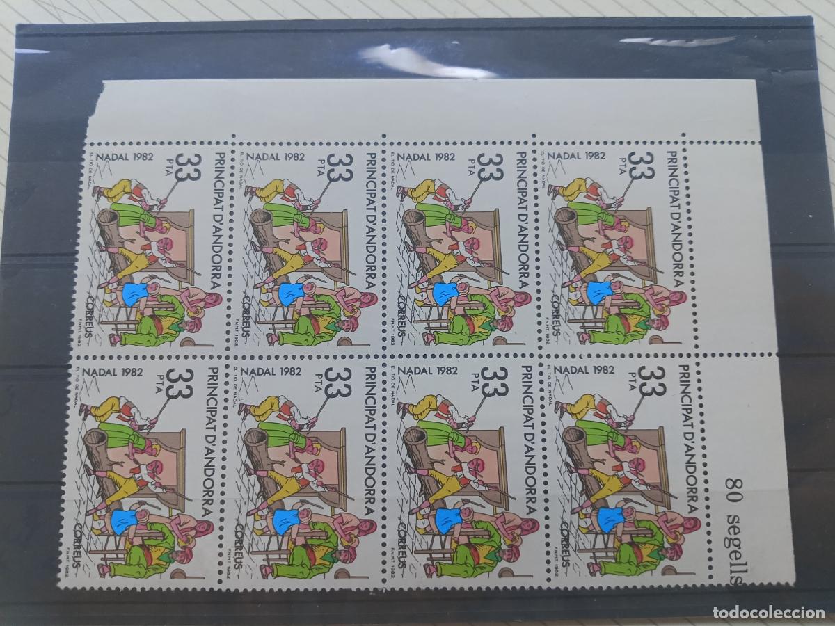 Sellos: Andorra. Navidad 1982. Borde de hoja. Bloque de sellos nuevos perfectos