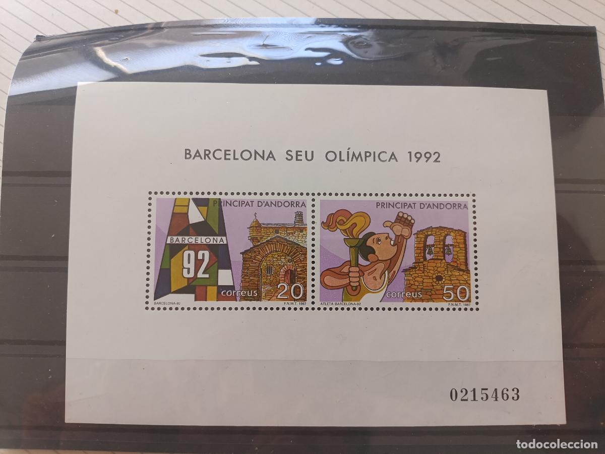 Sellos: MNH ANDORRA. Adm&oacute;n. espa&ntilde;ola 1987 25 JUEGOS OLIMPICOS VERANO BARCELONA 1992 HOJITA NUEVA PERFECTA