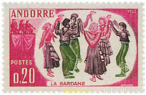 Sellos: 65189 MNH ANDORRA. Adm&oacute;n francesa 1963 FOLCLORE ANDORRANO. DANZA