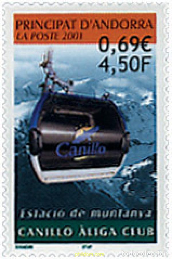 Sellos: 63538 MNH ANDORRA. Adm&oacute;n francesa 2001 ESTACION DE MONTA&Ntilde;A CANILLO ALIGA CLUB