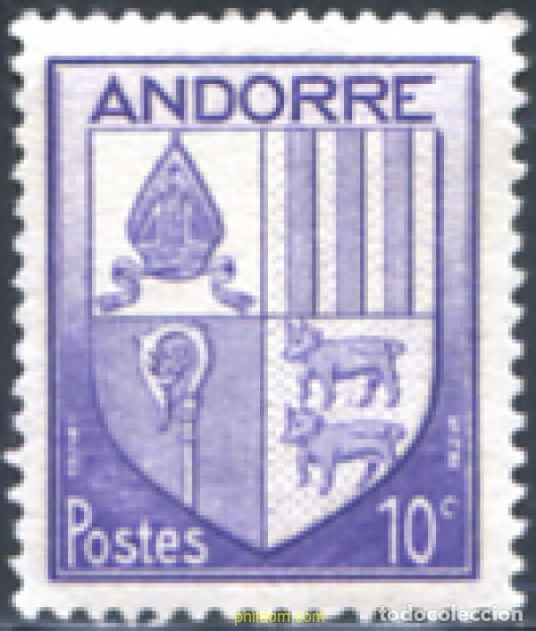Sellos: 250036 MNH ANDORRA. Adm&oacute;n francesa 1944 ESCUDOS