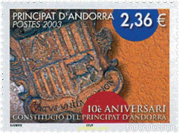 Sellos: 122190 MNH ANDORRA. Adm&oacute;n francesa 2003 10 ANIVERSARIO DE LA CONSTITUCION