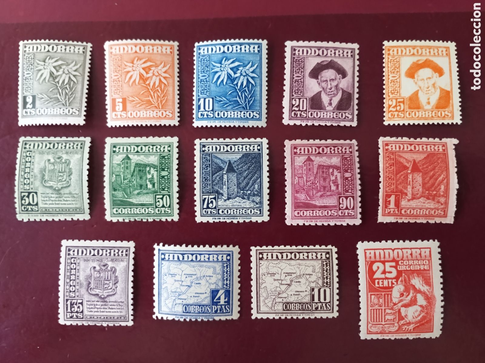 Sellos: SELLOS ANDORRA ESPA&Ntilde;OLA MNH 1948 TIPOS DIVERSOS. COMPLETA Y PERFECTA. CAT. 210&euro;
