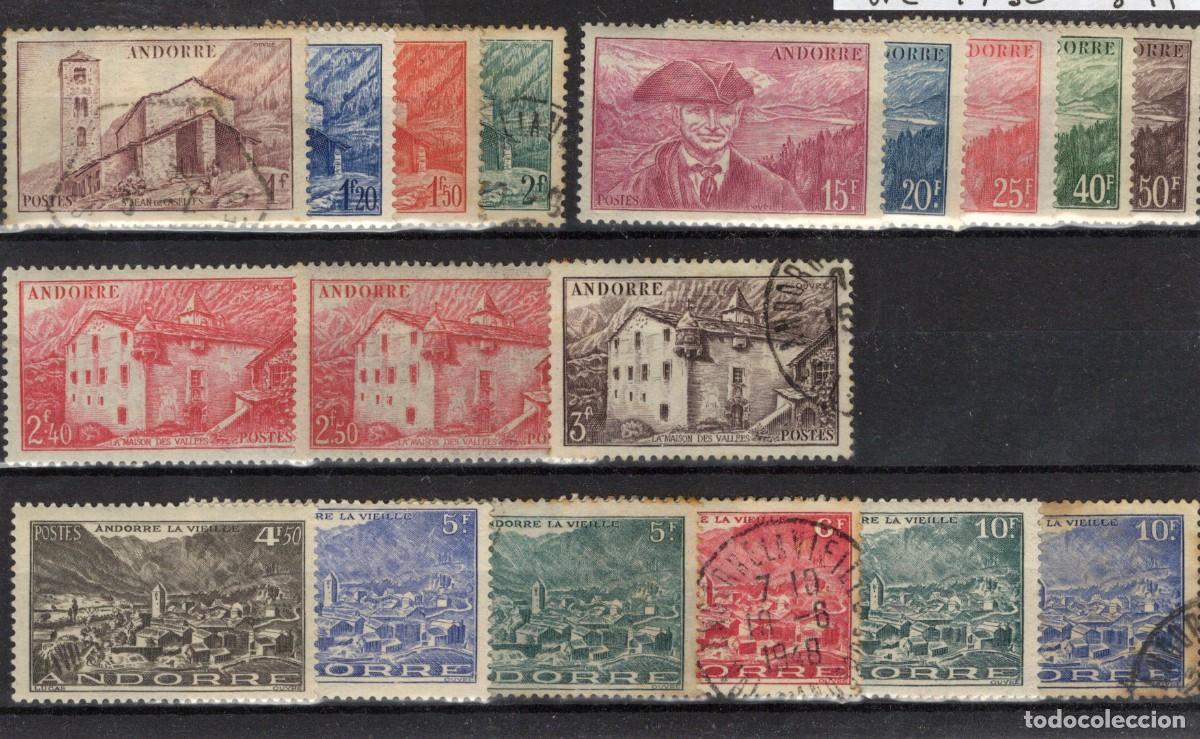 Selos: Sellos dependencias ANDORRA FRANCESA a&ntilde;o 1944/46 YVERT 100/118*-&ordm; v.c. 19.30 &euro;