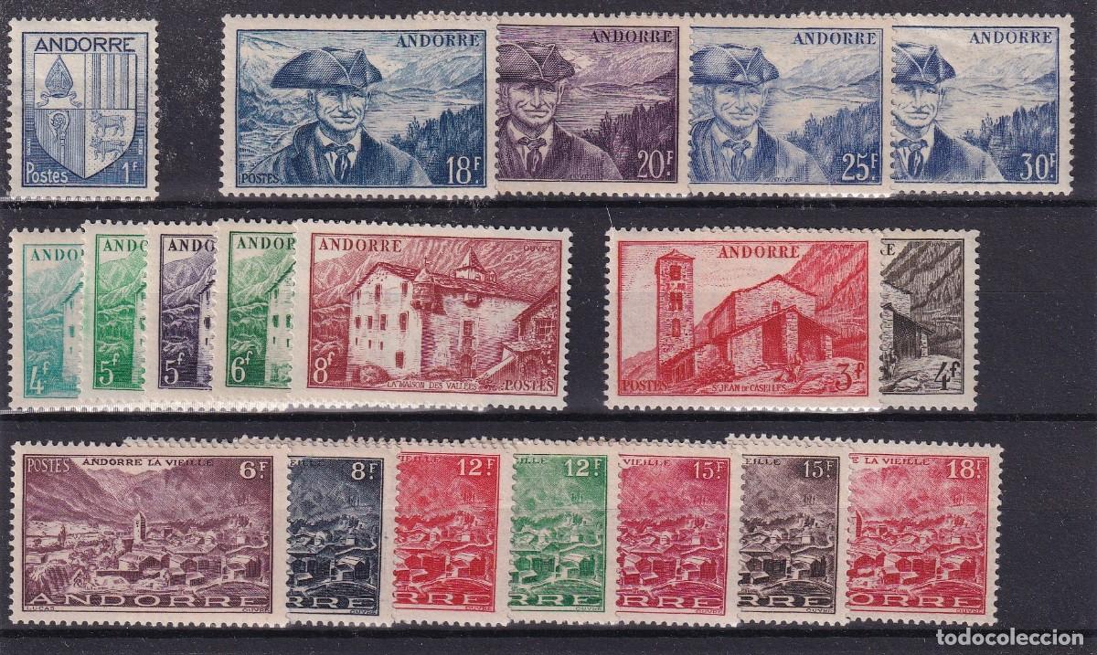Selos: Sellos dependencias ANDORRA FRANCESA a&ntilde;o 1948/51 YVERT 121/137* v.c. 76 &euro;
