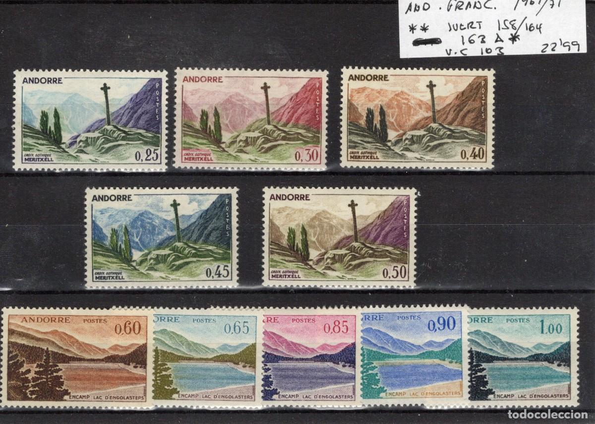 Selos: Sellos dependencias ANDORRA FRANCESA a&ntilde;o 1961/71 YVERT 158/164** 163A* v.c. 103 &euro;