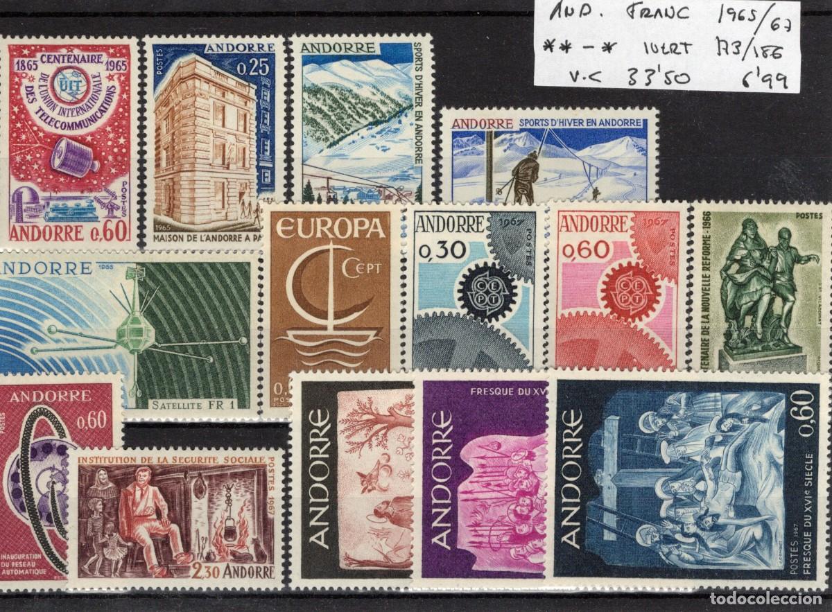 Selos: Sellos dependencias ANDORRA FRANCESA a&ntilde;o 1965/67 YVERT 173/186**-* v.c. 33.50 &euro;