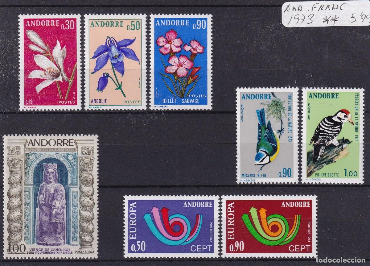 Sellos: Sellos dependencias ANDORRA FRANCESA a&ntilde;o 1973 COMPLETO YVERT 226/233** v.c. 51.50 &euro;