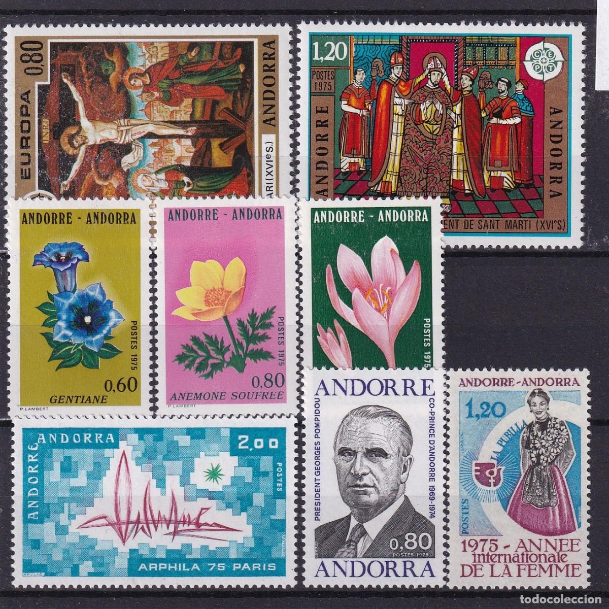 Sellos: Sellos dependencias ANDORRA FRANCESA a&ntilde;o 1975** COMPLETO