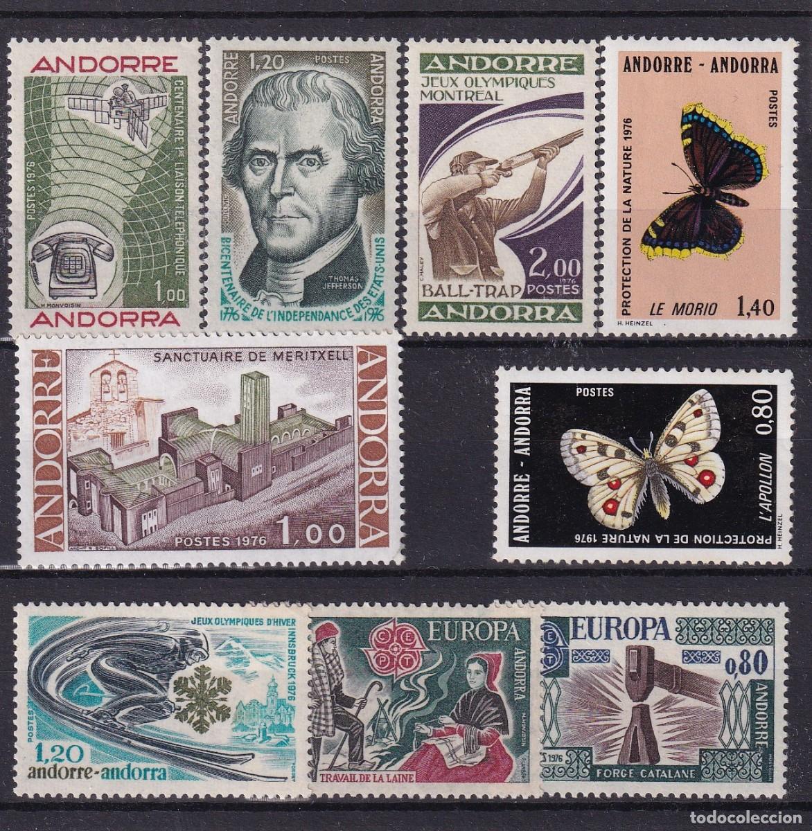 Sellos: Sellos dependencias ANDORRA FRANCESA a&ntilde;o 1976** COMPLETO
