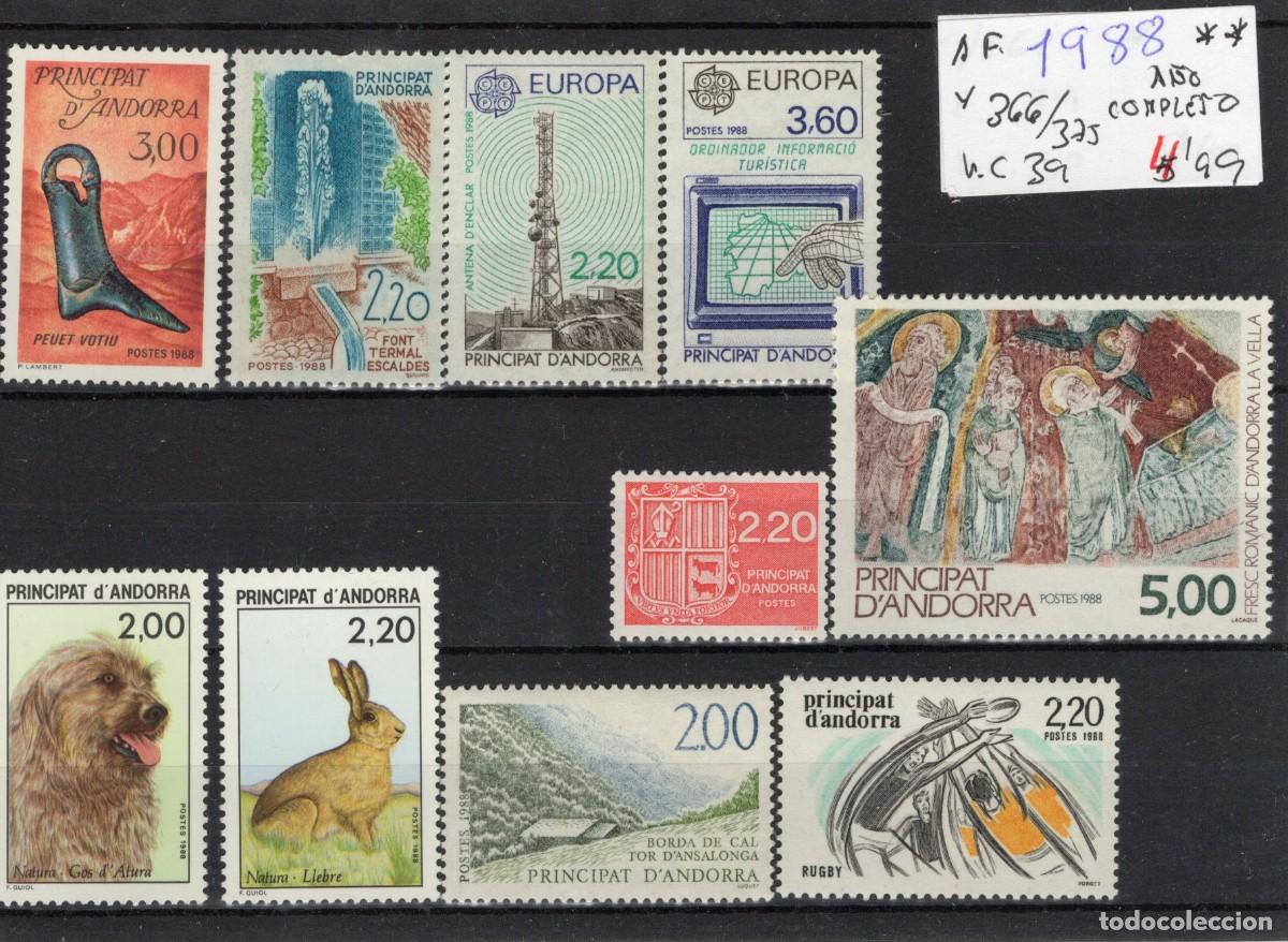 Sellos: Sellos dependencias ANDORRA FRANCESA a&ntilde;o 1988** COMPLETO