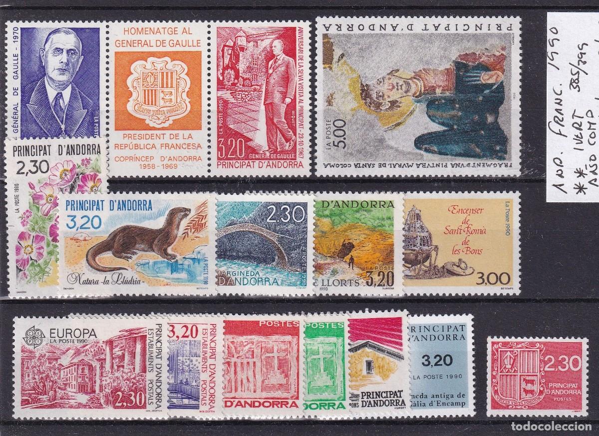 Sellos: Sellos dependencias ANDORRA FRANCESA a&ntilde;o 1990** COMPLETO