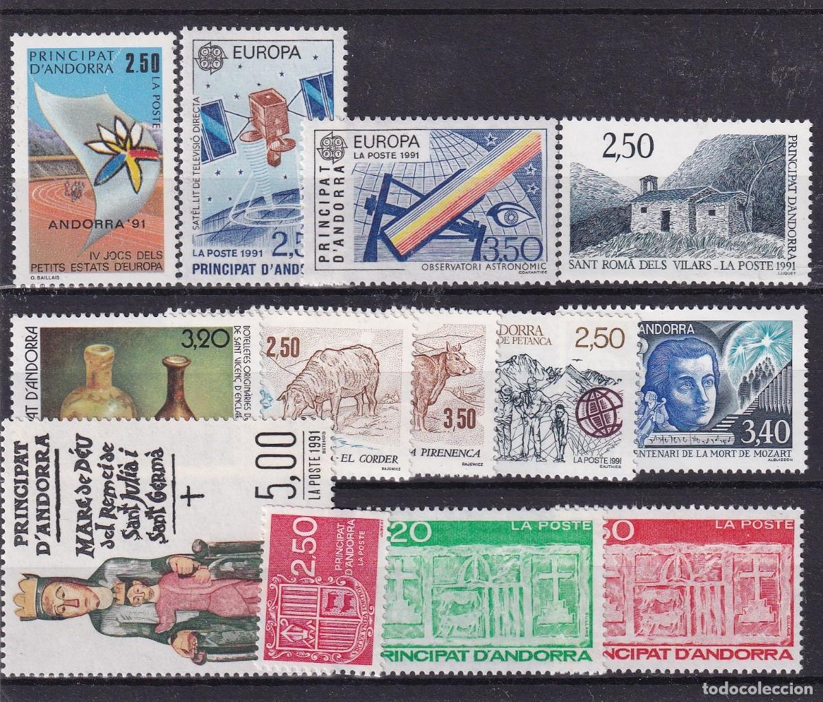 Sellos: Sellos dependencias ANDORRA FRANCESA a&ntilde;o 1991** COMPLETO