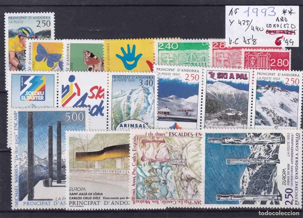 Sellos: Sellos dependencias ANDORRA FRANCESA a&ntilde;o 1993** COMPLETO