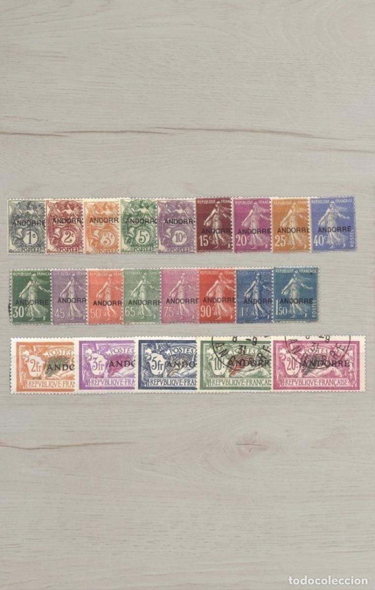 Sellos: Gran Lote de 22 Sellos de Andorra Francesa 1932/43 - Serie Semeuse y Paisajes - Valores Altos - Nuev