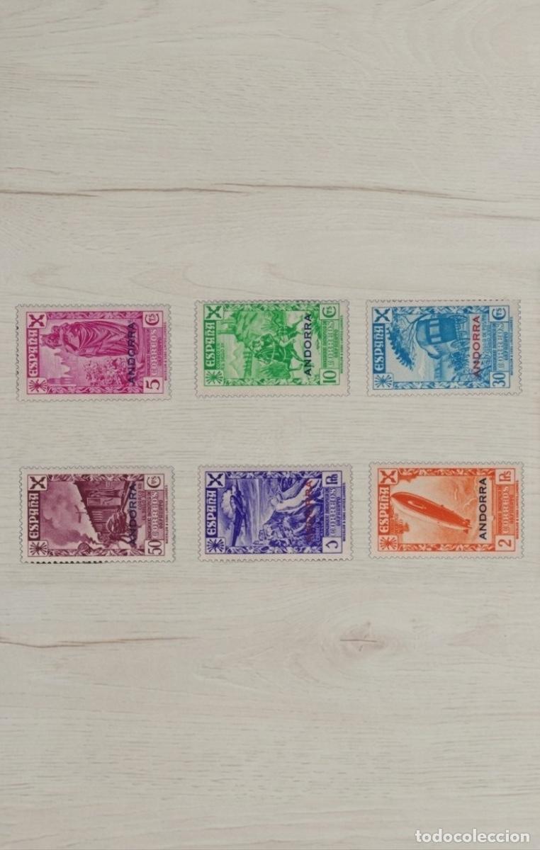 Sellos: Lote de 6 Sellos de Andorra Espa&ntilde;ola 1935/36 - Serie B&aacute;sica y Correo A&eacute;reo - Nuevos