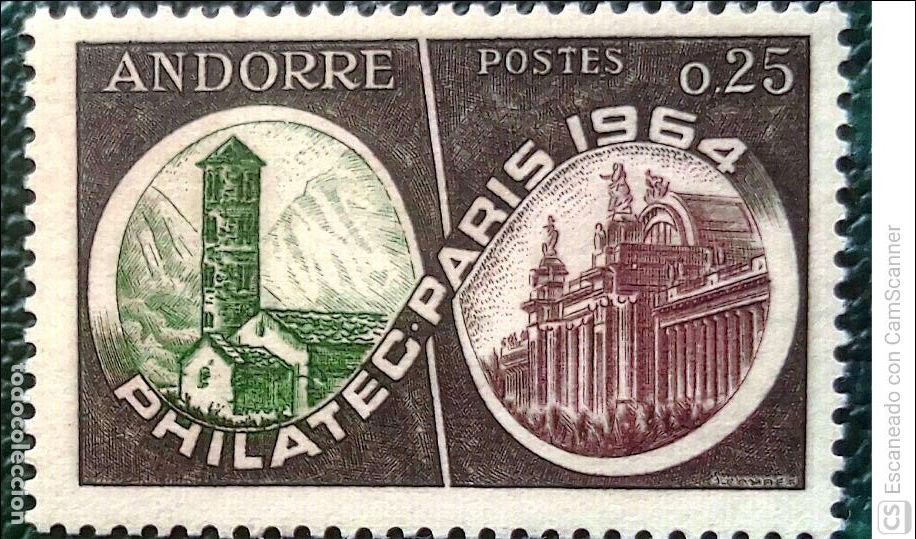 Sellos: Andorra Francesa. 171 Exposici&oacute;n Philatec 1964. 1964. Sellos nuevos y numeraci&oacute;n Yvert.