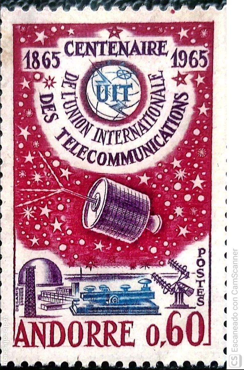 Sellos: Andorra Francesa. 173 Centenario de la Uni&oacute;n Internacional de Telecomunicaciones: Distintos medios d