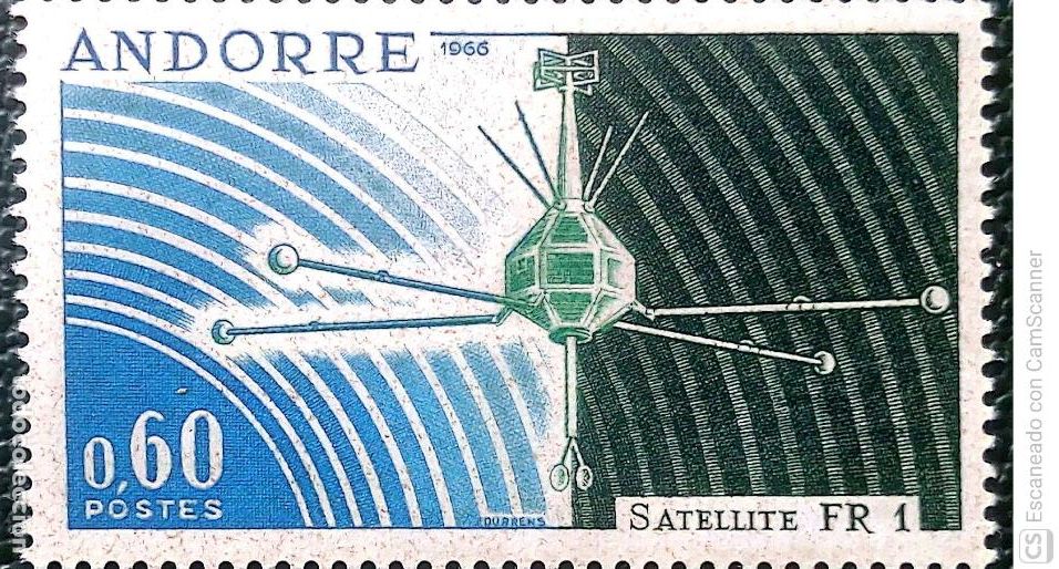 Sellos: Andorra Francesa. 177 Puesta en &oacute;rbita del sat&eacute;lite franc&eacute;s FRI. 1966. Sellos nuevos y numeraci&oacute;n Yv