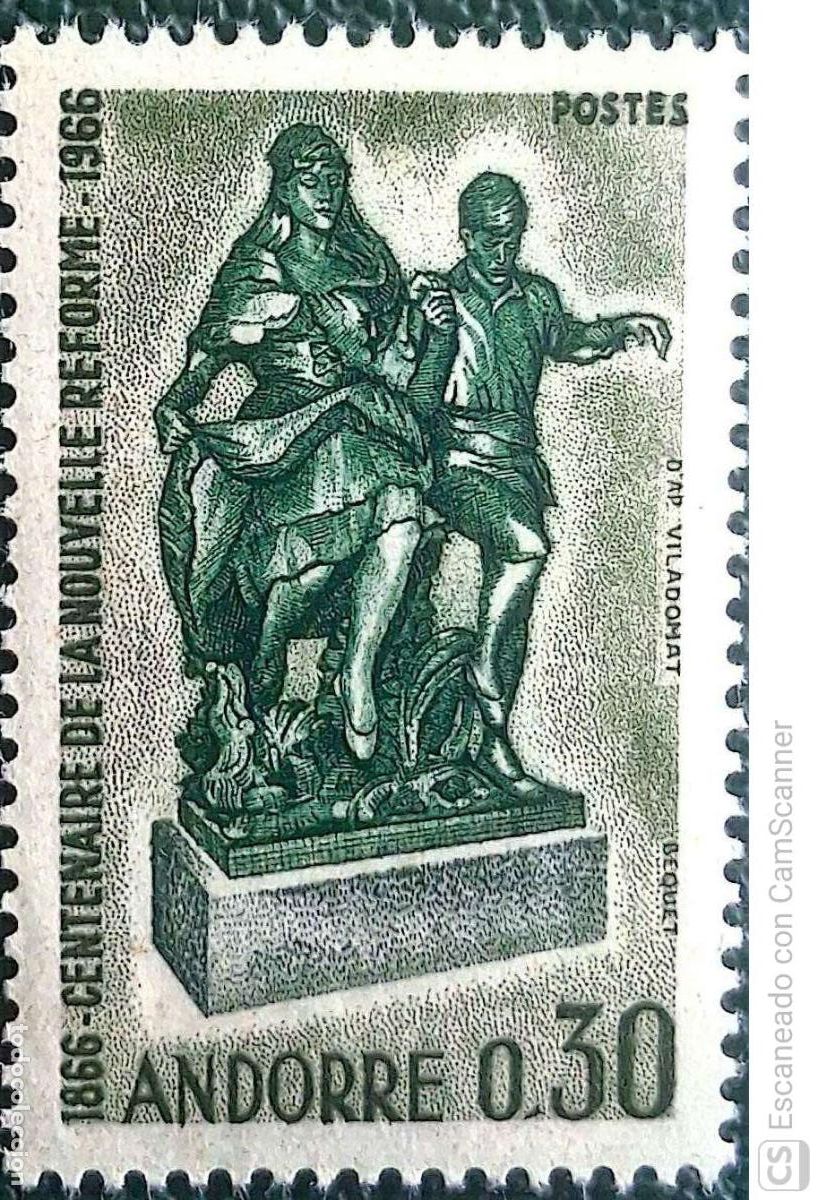 Sellos: Andorra Francesa. 181 Centenario de la reforma administrativa: Pareja de danzantes en trajes naciona