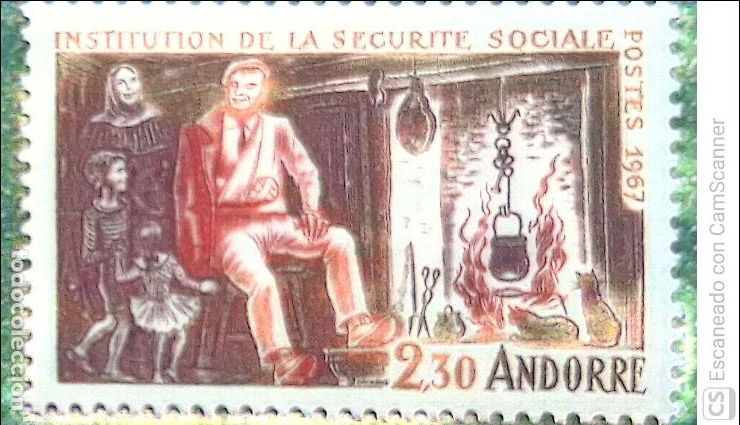 Sellos: Andorra Francesa. 183 Instituci&oacute;n de la Seguridad Social. 1967. Sellos nuevos y numeraci&oacute;n Yvert.