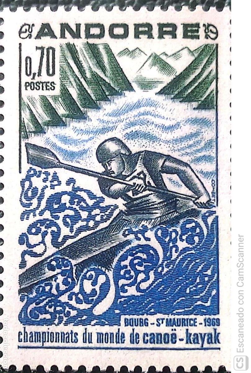 Sellos: Andorra Francesa. 196 Deportes: Campeonato mundial de canoa-Kayak. 1969. Sellos nuevos y numeraci&oacute;n