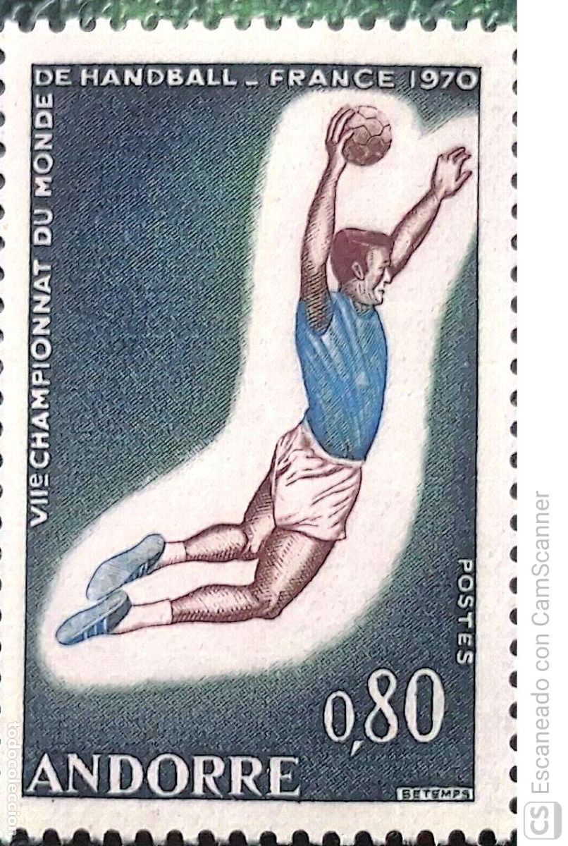 Sellos: Andorra Francesa. 201 Deporte: Campeonato mundial de balonmano. 1970. Sellos nuevos y numeraci&oacute;n Yve