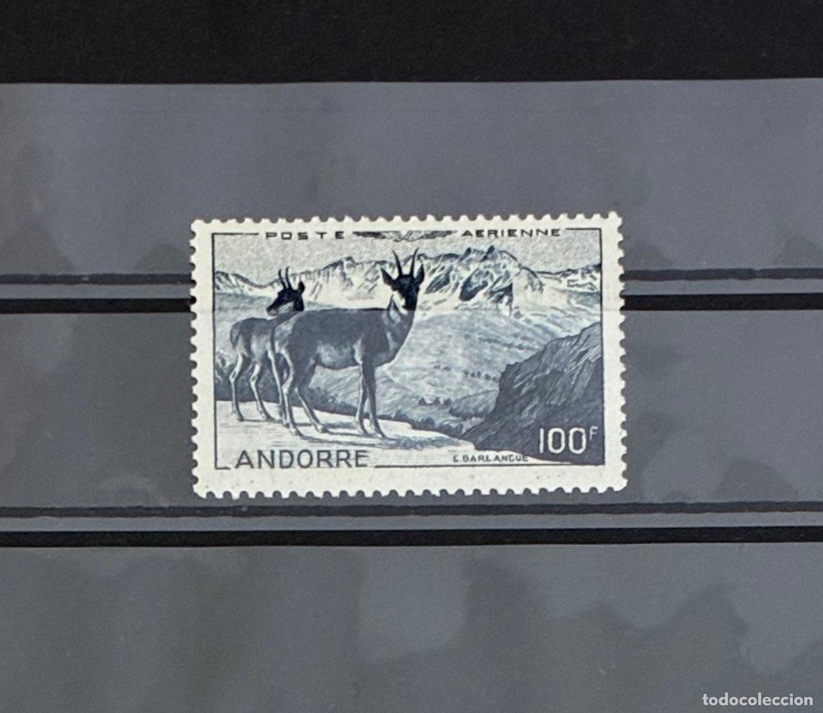 Sellos: ANDORRA FRANCESA. A&ntilde;o 1950. Yvert Aereo 1* Fijasellos