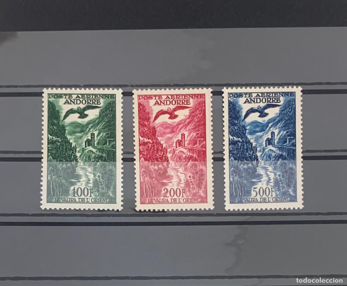 Sellos: ANDORRA FRANCESA. A&ntilde;o 1955/57. Yvert Aereo 2/4** Serie nueva