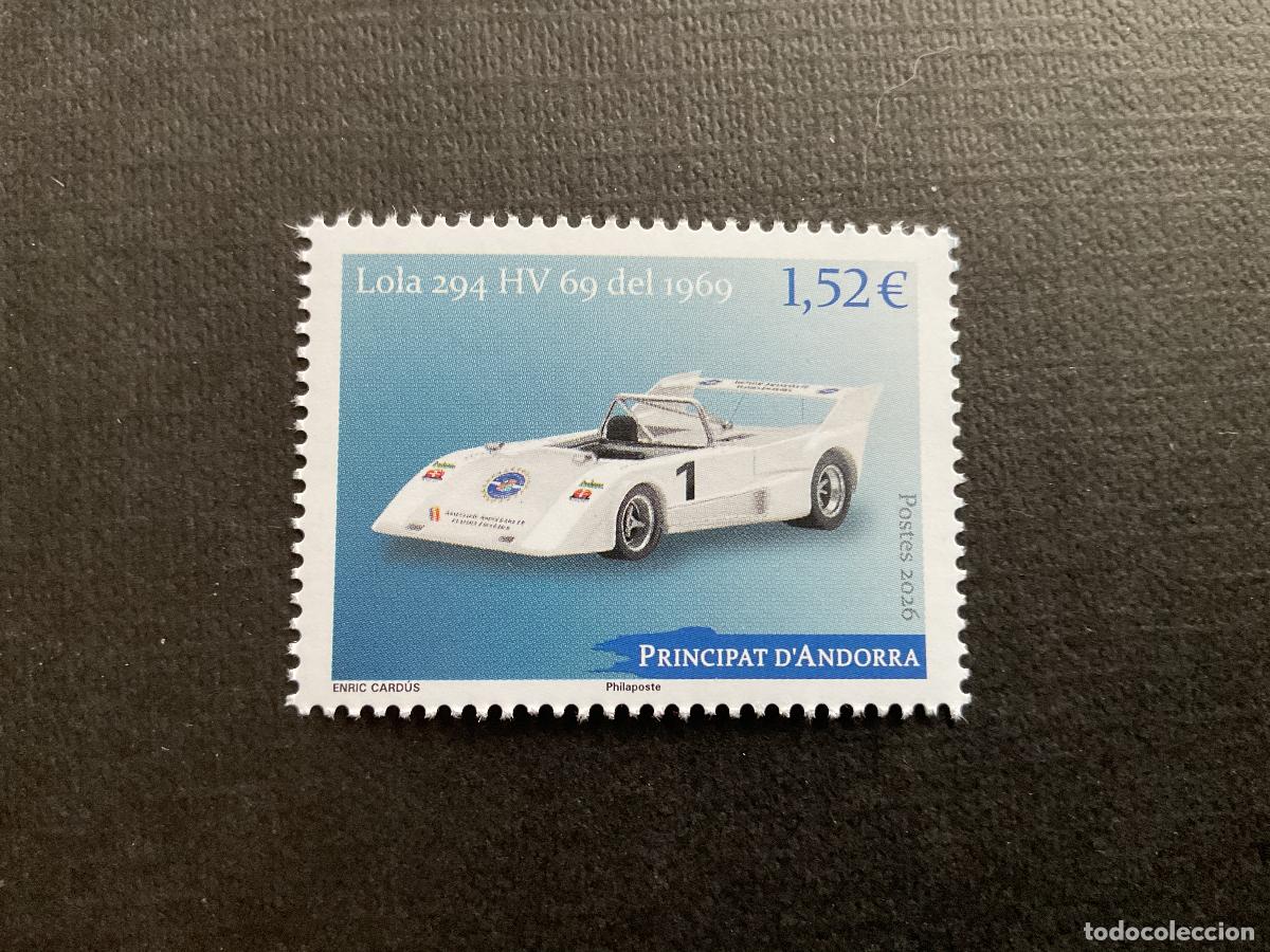Sellos: ANDORRA FRANCESA A&Ntilde;O 2026. AUTOMOVIL LOLA 294 HV 69 DE 1969