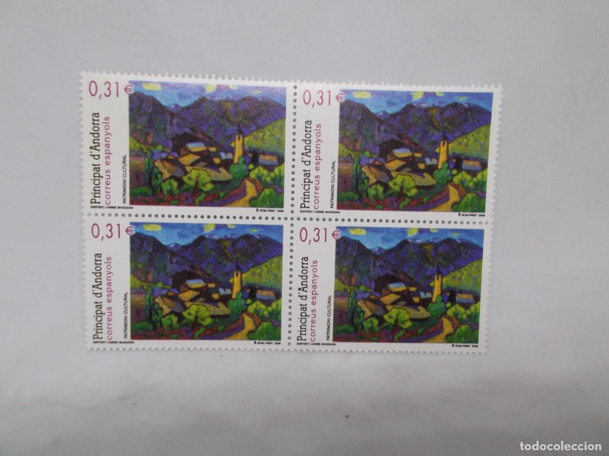 Sellos: Andorra 2008 Sispony Carme Massana.Patrimoni cultural.Bloque de cuatro nuevos