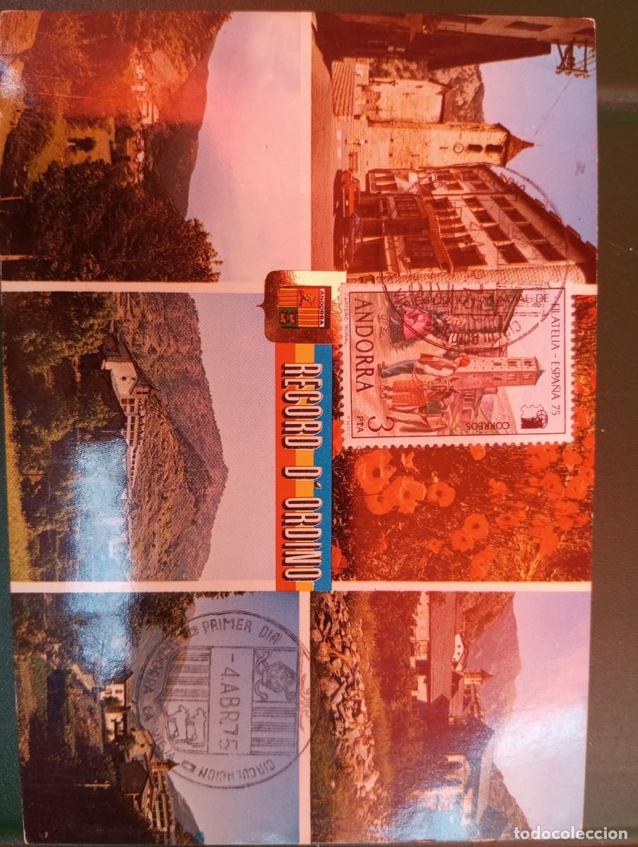 Sellos: ANDORRA, 1975, POSTAL Y MATASELLOS ESPECIAL