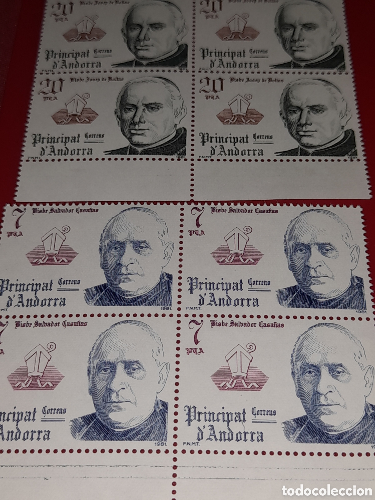 Sellos: Sello Andorra Espa&ntilde;ola nuevo 1981. Coprincipes de Andorra. Salvador Casa&ntilde;as. Clero. Religi&oacute;n. Josep