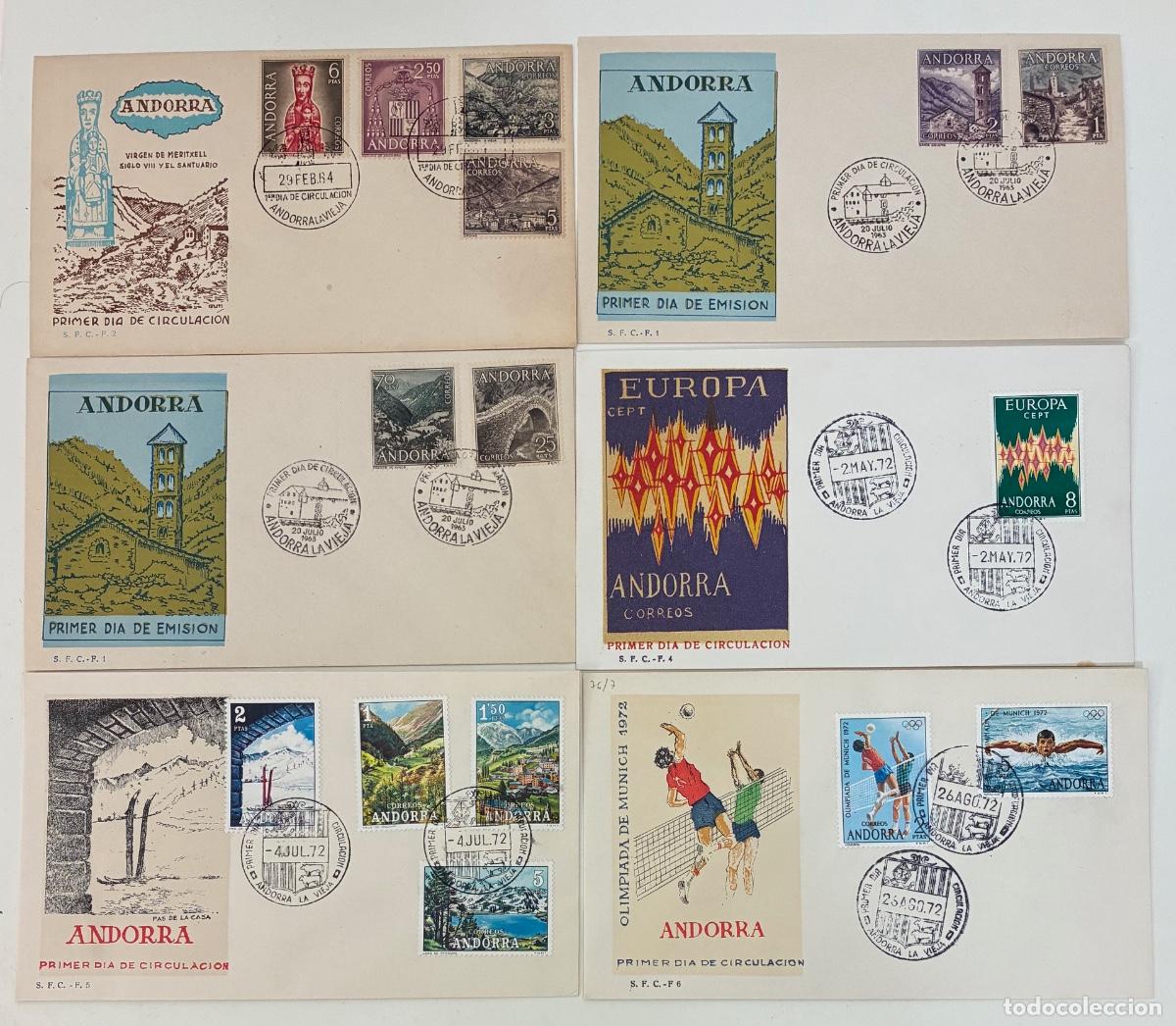 Sellos: ANDORRA ESPA&Ntilde;OLA. 1963 a 2000. Lote de 145 Sobres Primer D&iacute;a
