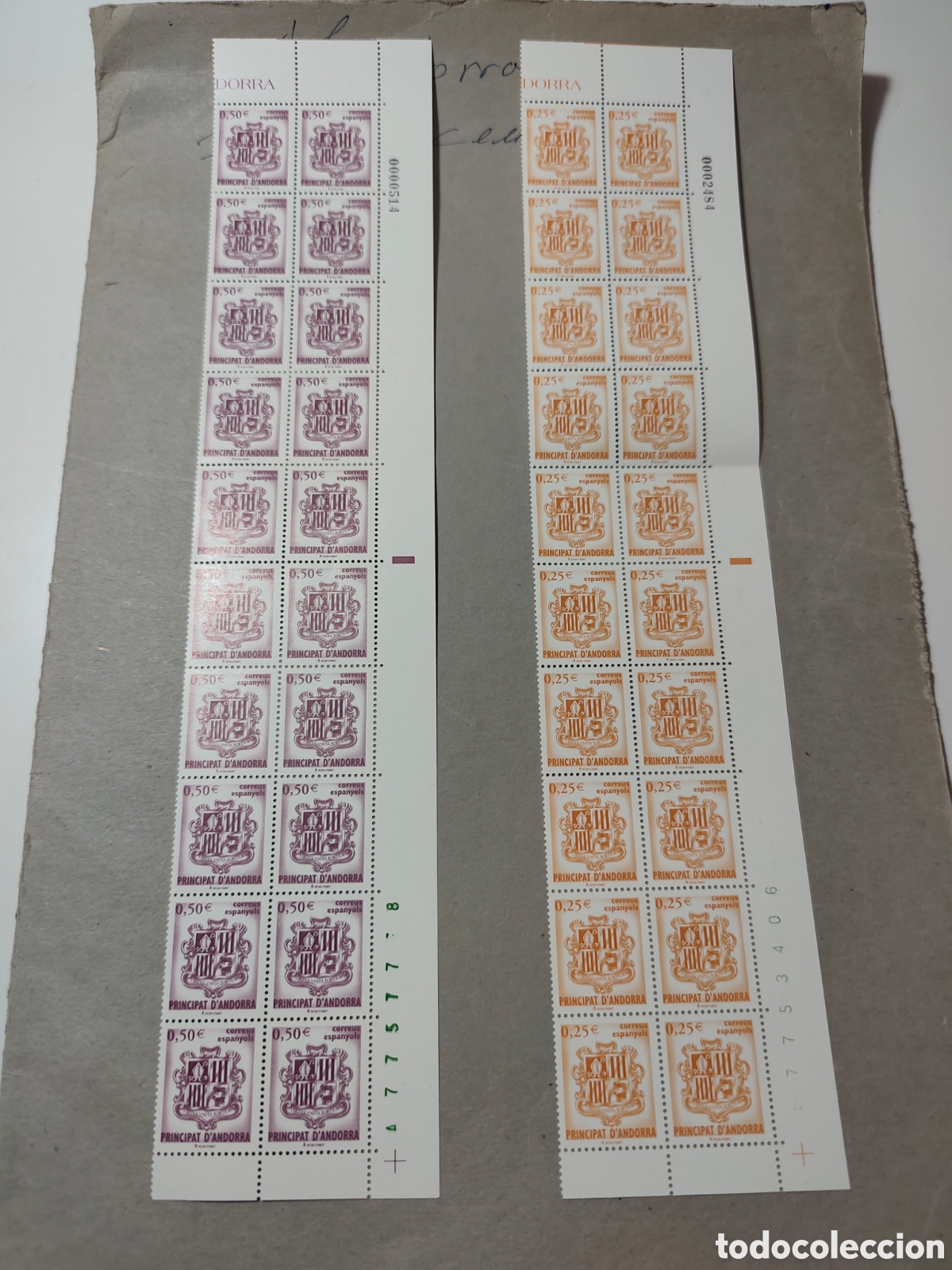 Sellos: Lote serie Andorra 2002 290/91 serie de 20 sellos cada serie