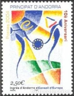 Sellos: ANDORRA FRANCESA 2004 - 10 ANIVERSARIO DE ANDORRA EN EL CONSEJO DE EUROPA - YVERT 602**