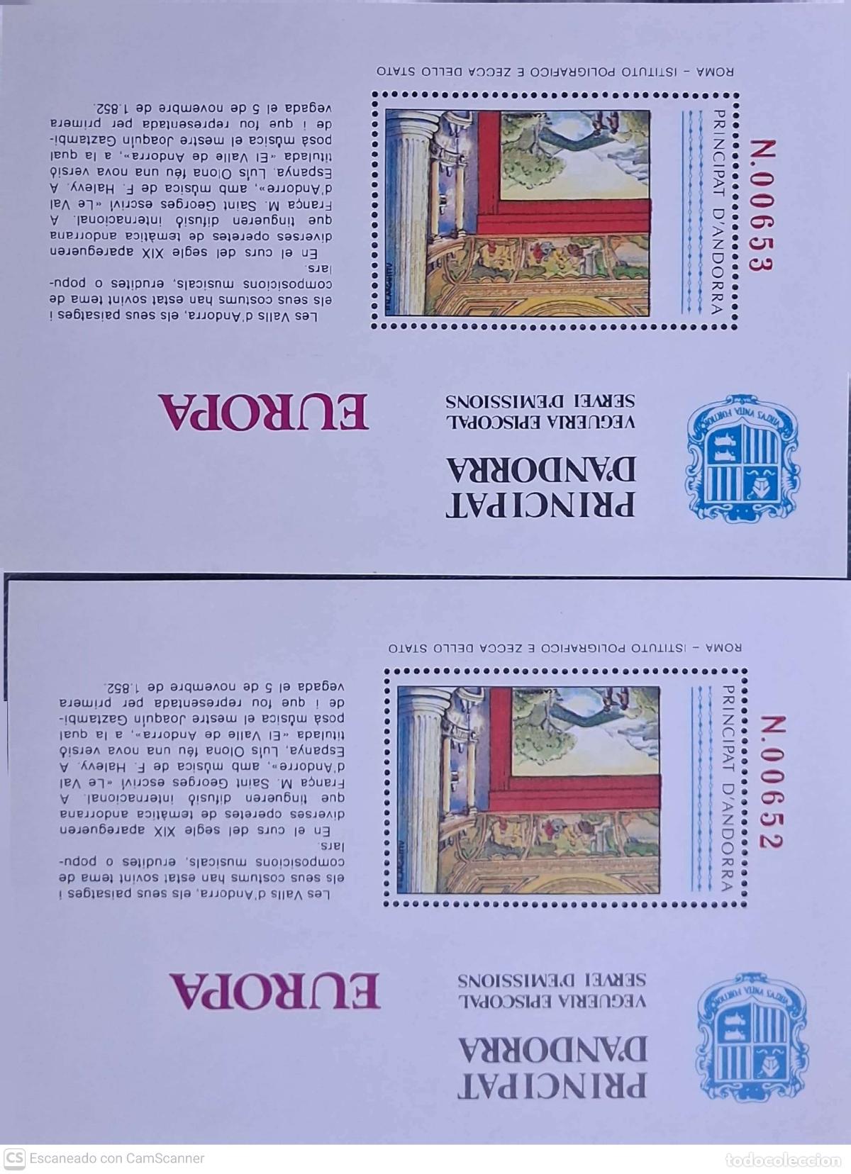 Sellos: LIQUIDACI&Oacute;N. 2 HB Veguer&iacute;a Episcopal. Europa: M&uacute;sica. 1985 Nuevas.