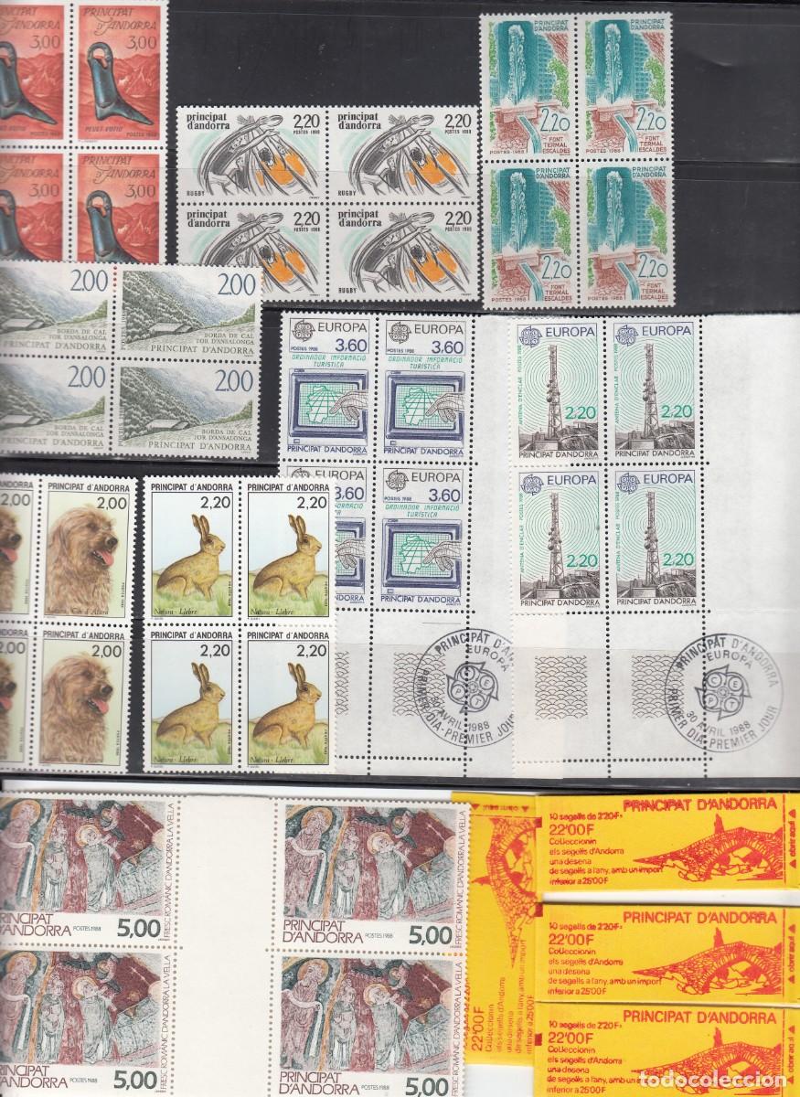 Sellos: ANDORRA FRANCESA A&Ntilde;O 1988 BL 4 NUMS 388 A 396 + 4 CARNETS - NUEVOS Y SIN FIJASELLOS