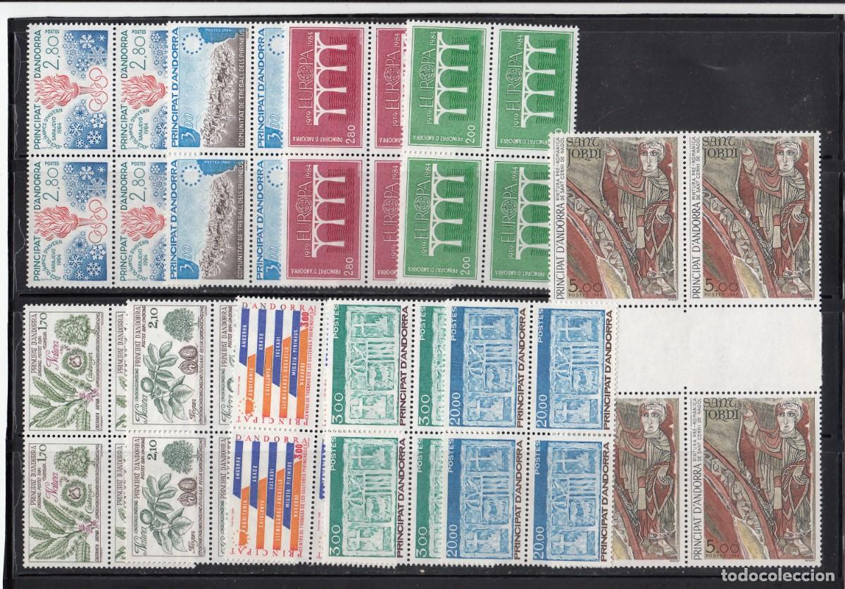 Sellos: ANDORRA FRANCESA BLOQUE DE 4 - A&Ntilde;O 1984 NUMS 348 A 357 - NUEVOS Y SIN FIJASELLOS