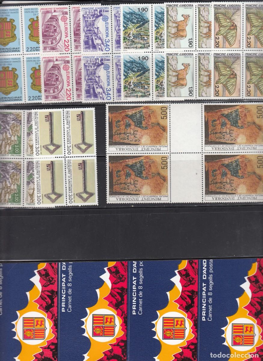 Sellos: ANDORRA FRANCESA BLOQUE DE 4 - A&Ntilde;O 1987 NUMS 376 a 386 + 4 CARNETS - NUEVOS Y SIN FIJASELLOS