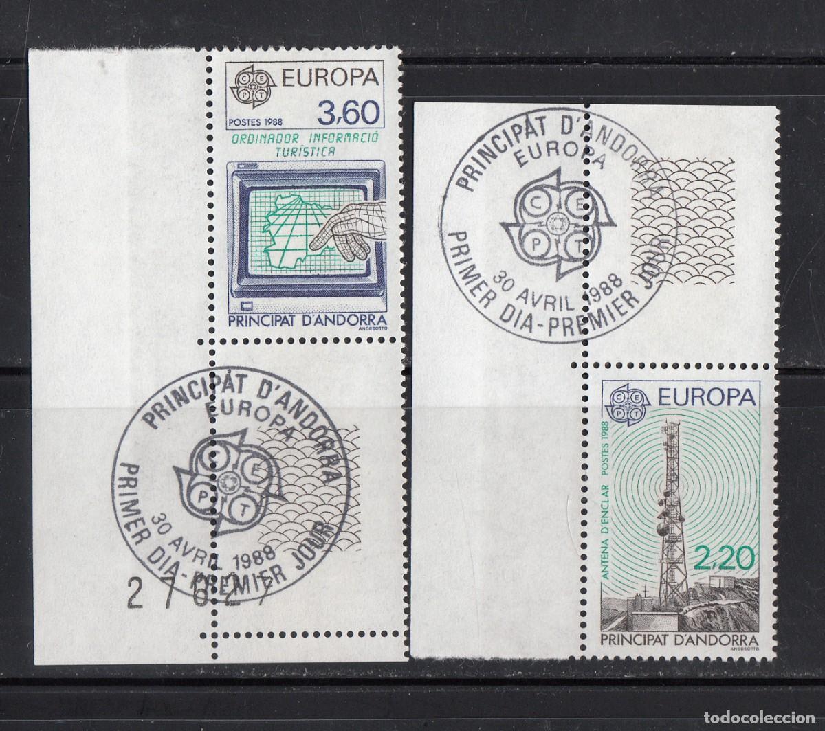 Sellos: ANDORRA FRANCESA - EUROPA 1988 NUMS. 390-1 MATASELLOS SPD - COIN DAT&Eacute;
