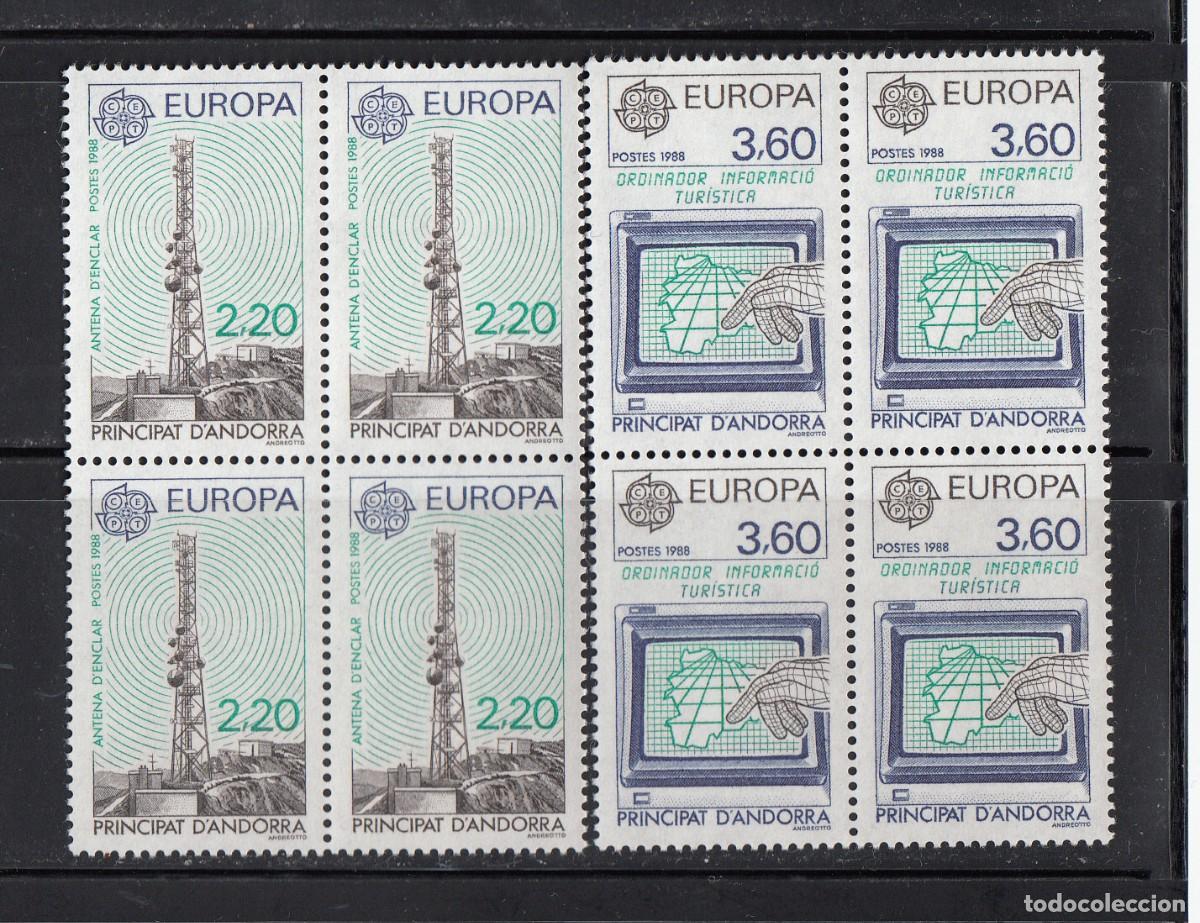 Sellos: ANDORRA FRANCESA - EUROPA 1988 NUMS. 390-1 BLOQUE DE 4