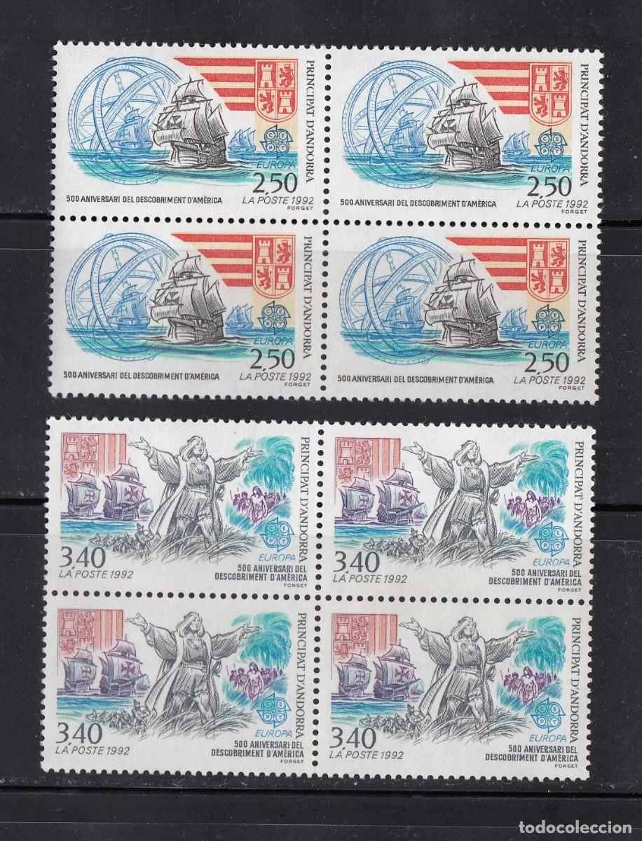 Sellos: ANDORRA FRANCESA - EUROPA 1992 NUMS. 437 - 8 bloque de 4 NUEVOS SIN FIJASELLOS