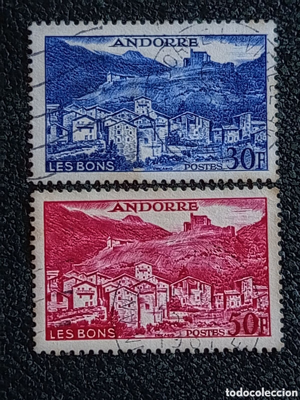 Sellos: &rdquo;Andorra francesa 1961 Les Bons Yvert 153A/165 30F+50F usado&rdquo; (