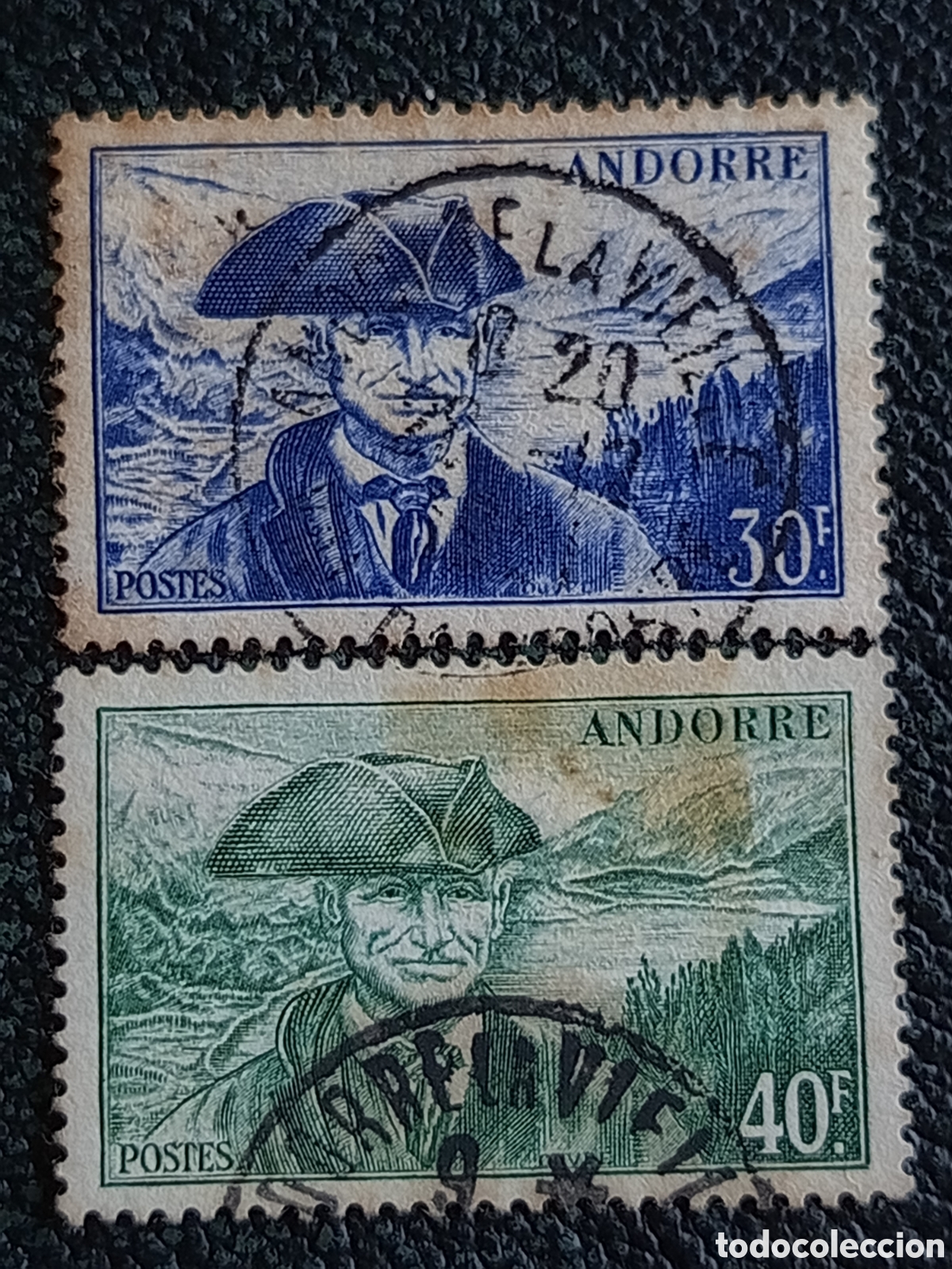 Sellos: &rdquo;Andorra francesa 1955 tipos Yvert 138-153 30F+40F usado&rdquo;