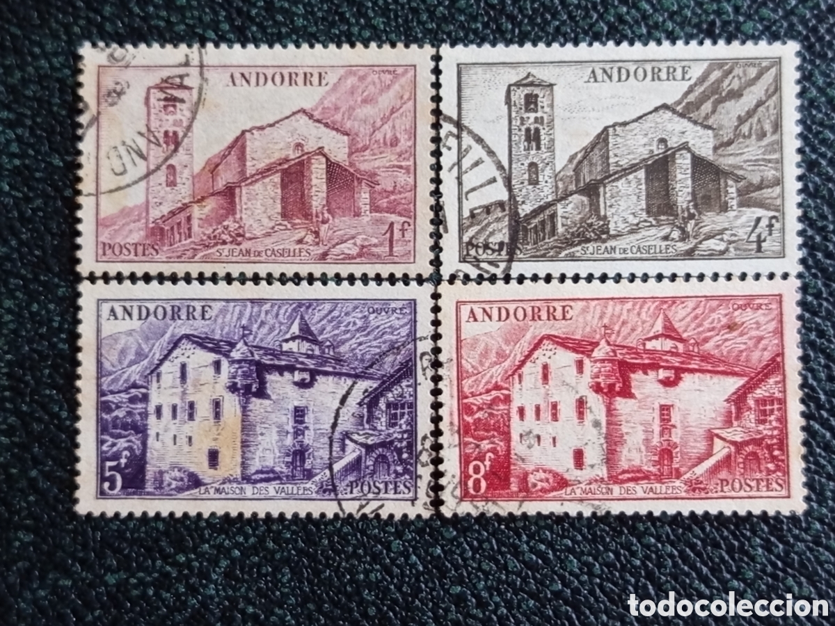 Sellos: &rdquo;Andorra francesa 1944 Monuments Yvert 93-118 lote 4v usado&rdquo;