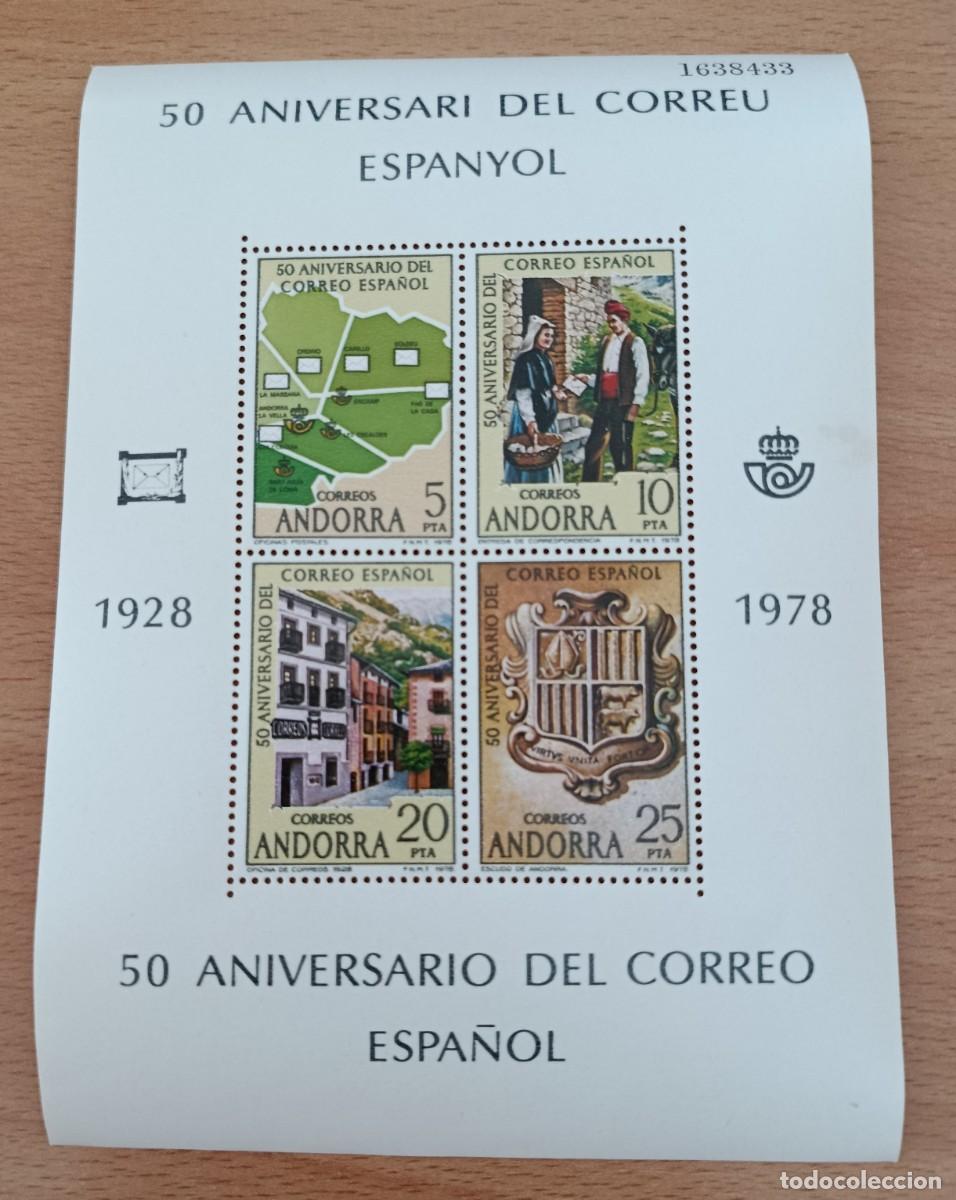 Sellos: Sellos Andorra Correo espa&ntilde;ol 1978, 50 Aniversario del correo espa&ntilde;ol, edifil 116