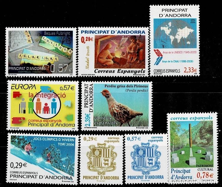 Sellos: Andorra Espa&ntilde;ola A&ntilde;o 2006 completo Edifil n&ordm; 334-342 Facial 8.08 &euro; Sin fijasellos